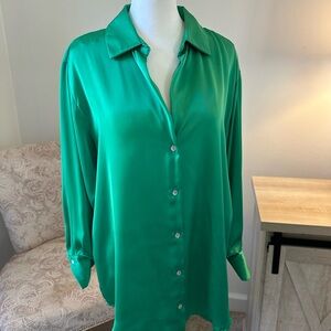 Zara Vibrant Green Satin Blouse